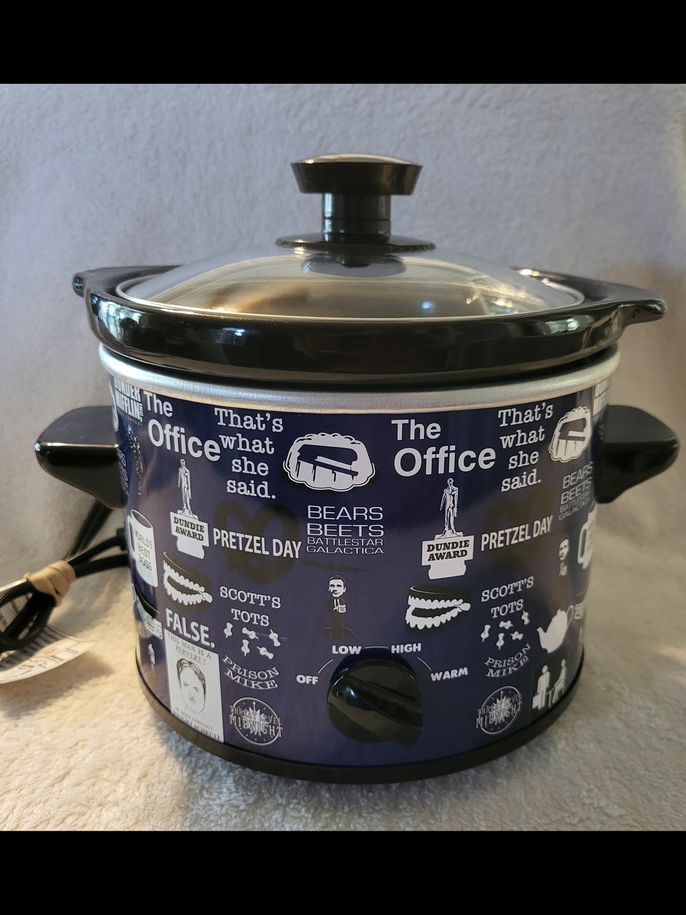 Ceramic 2 Quart Slow Cooker The Office Dunder Mifflin TV Dip Snacks Travel New